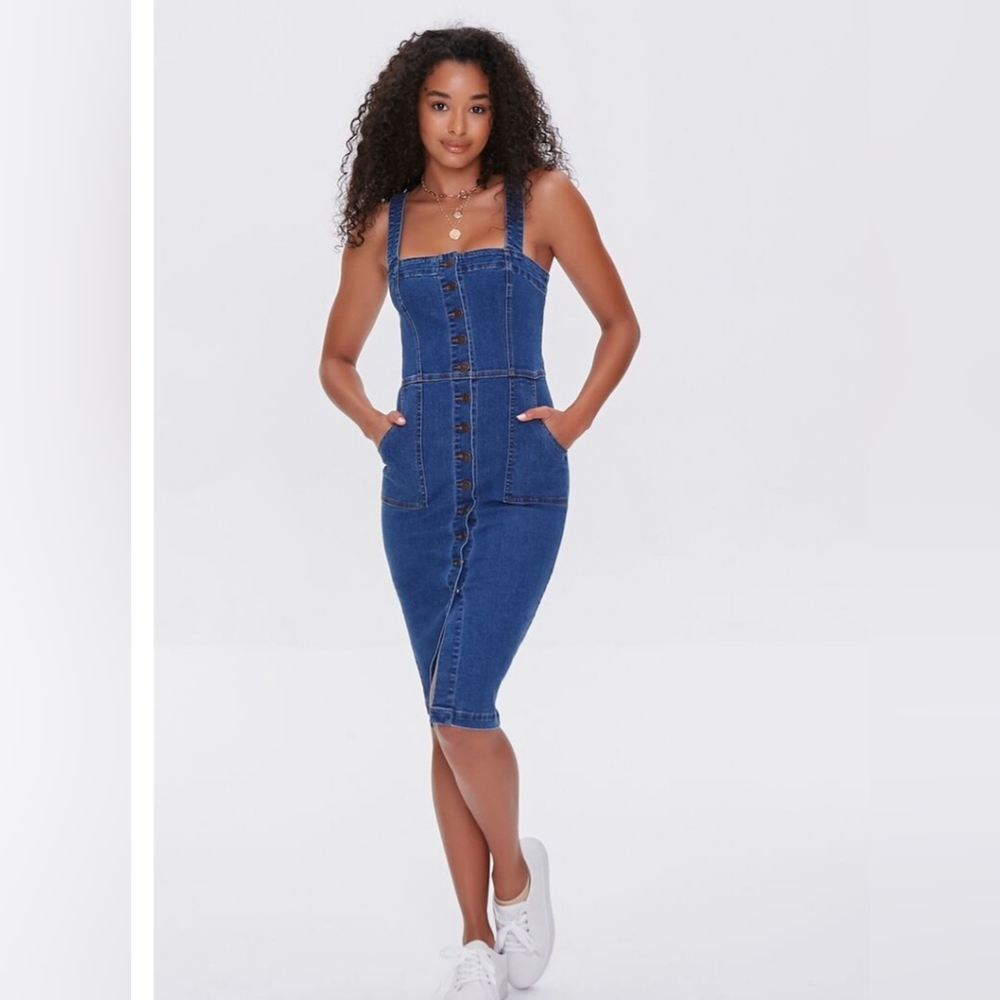 NWT Denim Adjustable Strap Bodycon Dress
